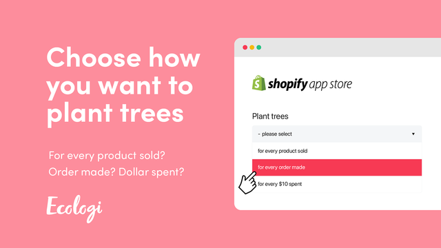 Wählen Sie aus, wie Sie die Baum-Pflanzung über Ihren Shop finanzieren möchten