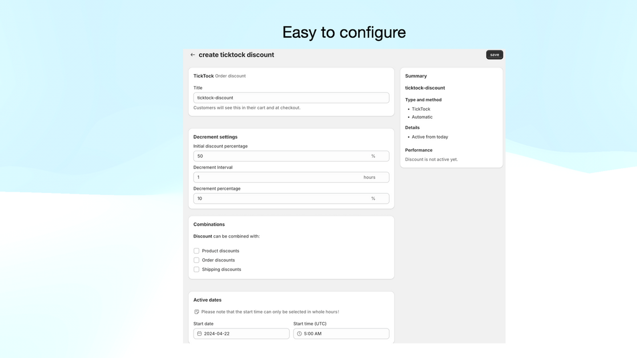 pré-visualização da configuração