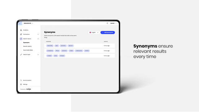 Motive Commerce Search Synoniemen Shopify