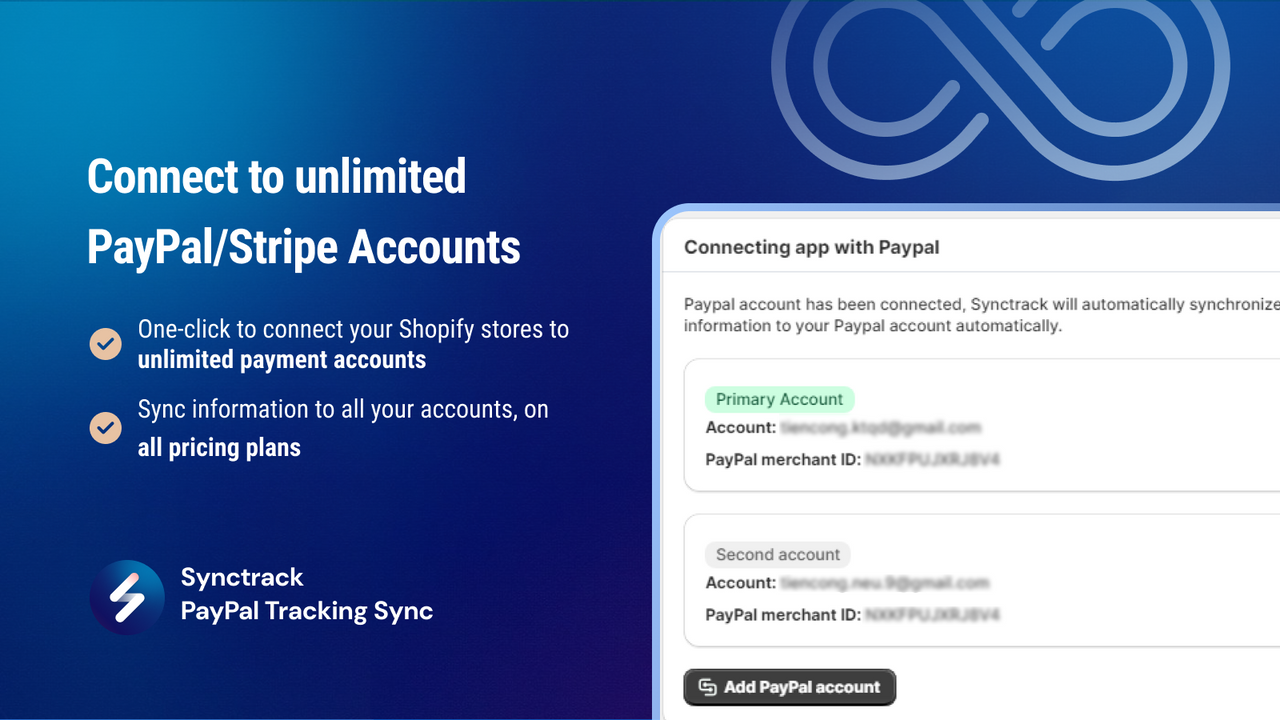 Synctrack soporta cuentas ilimitadas de PayPal y Stripe