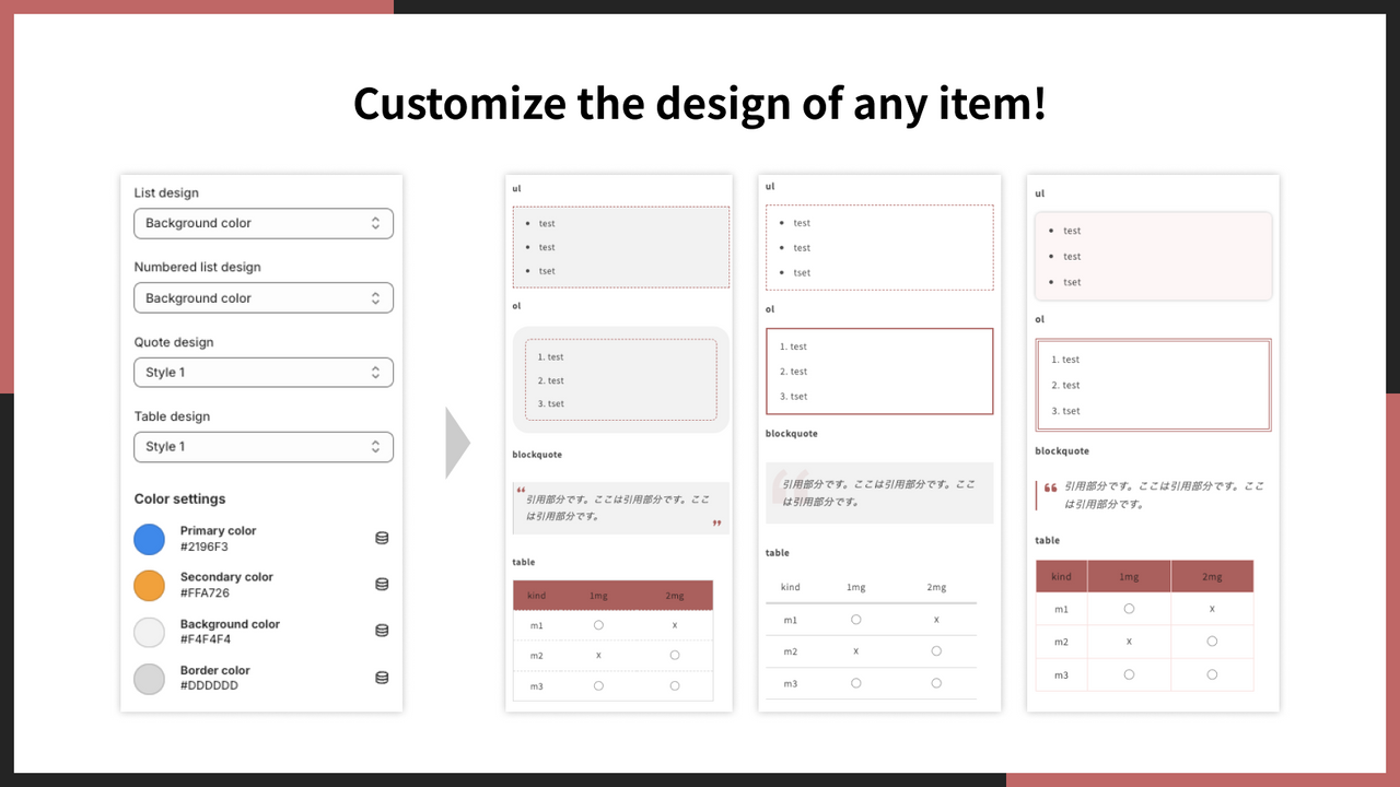 Customize the design of any item