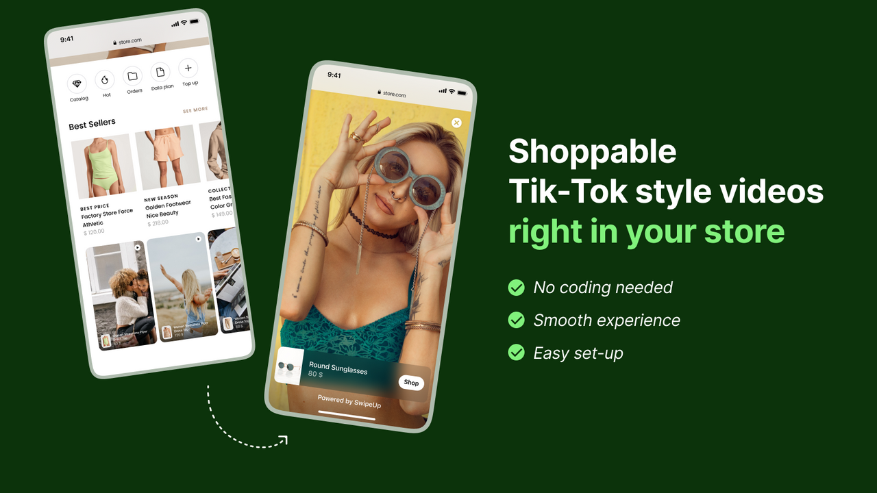 Vidéos de style Tik-Tok shoppable  directement dans votre boutique