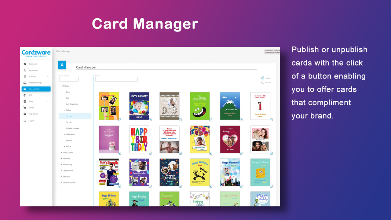 easily manage the greeting card portfolio