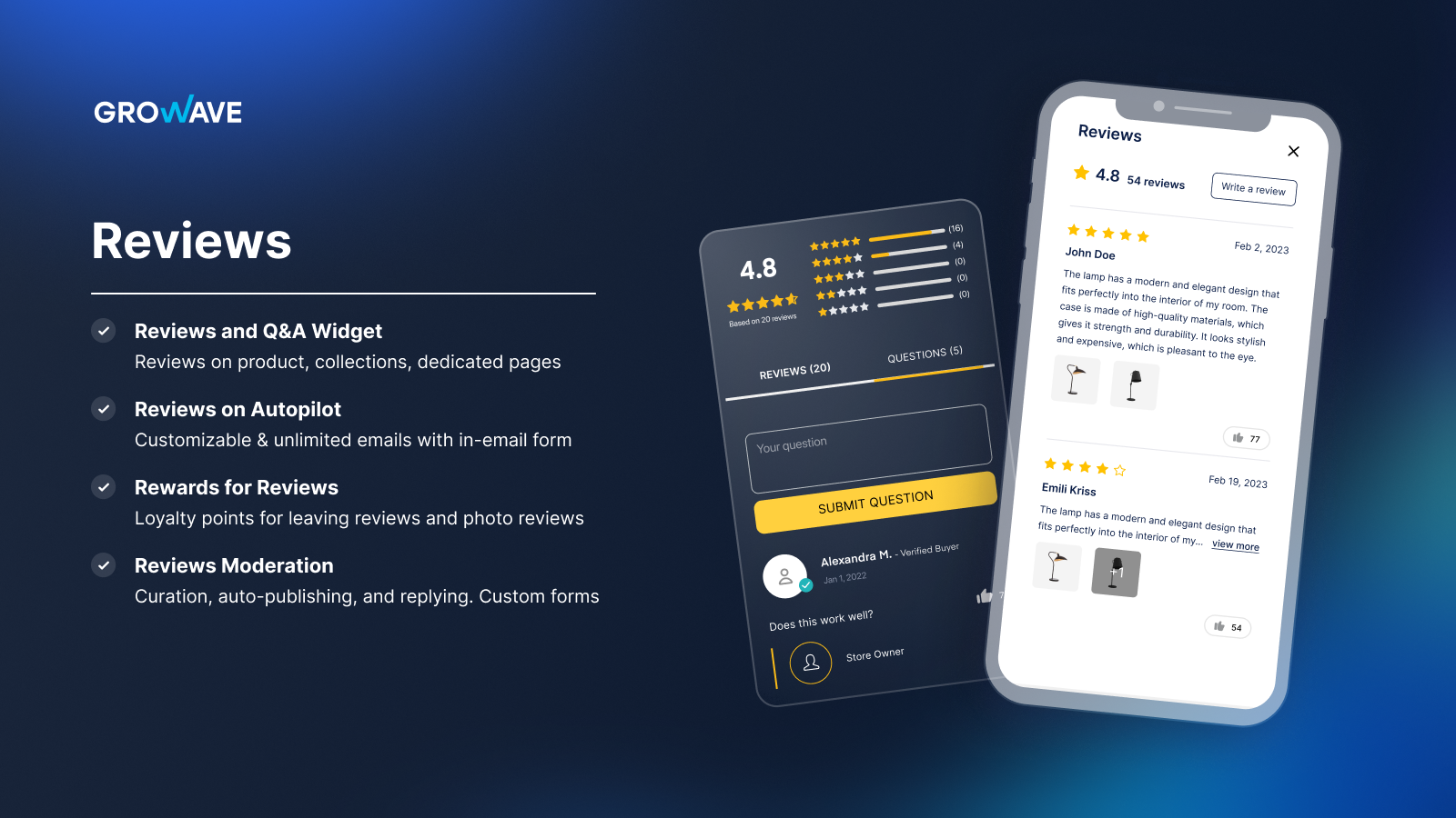 Growave's Shopify product reviews app and Q&A