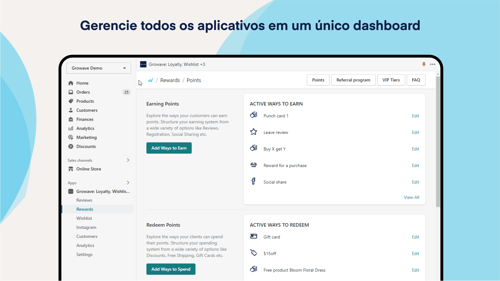 Gerencie todos os aplicativos em um único dashboard