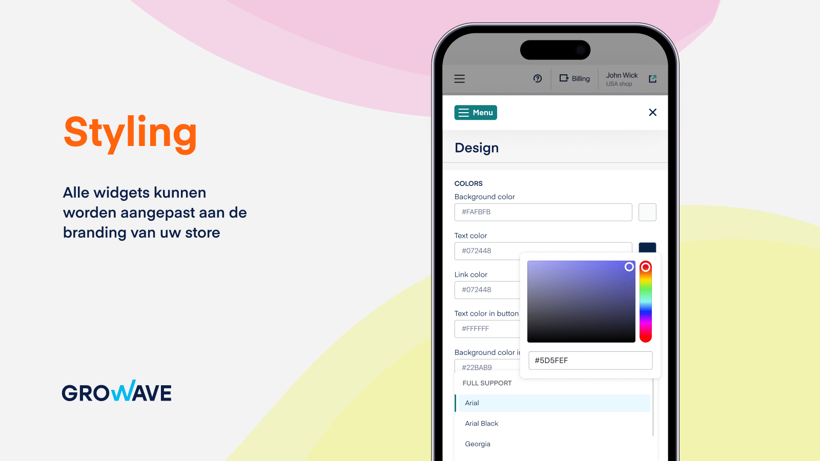 Alle widgets kunnen worden aangepast aan de branding