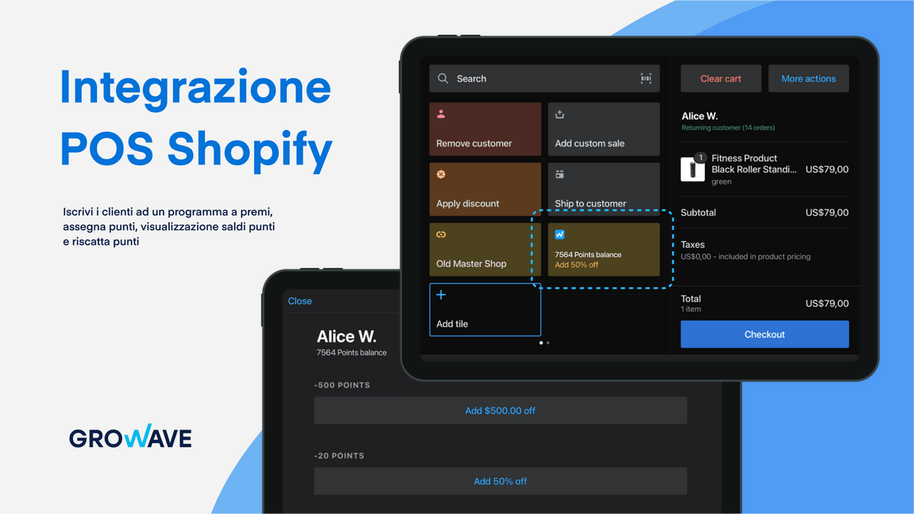 POS Shopify integrato per programmi fedeltà, premi e recensioni