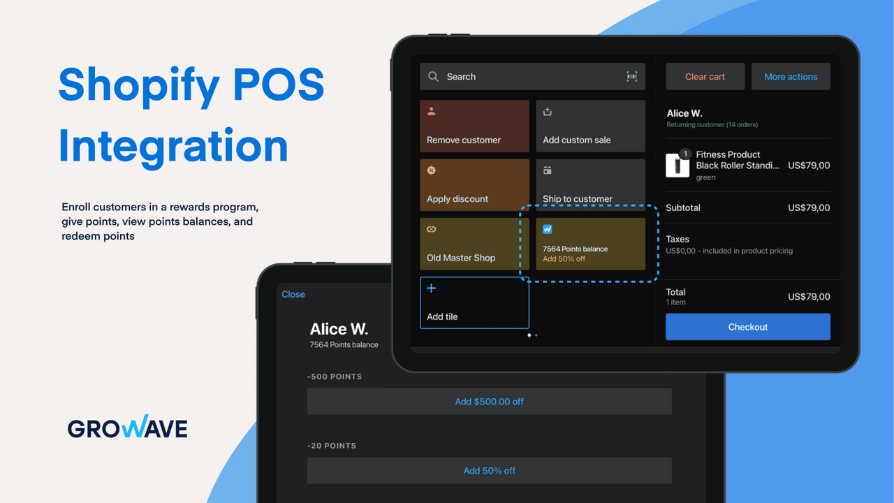 Growave integreras med Shopify POS för att lösa in poäng och belöningar