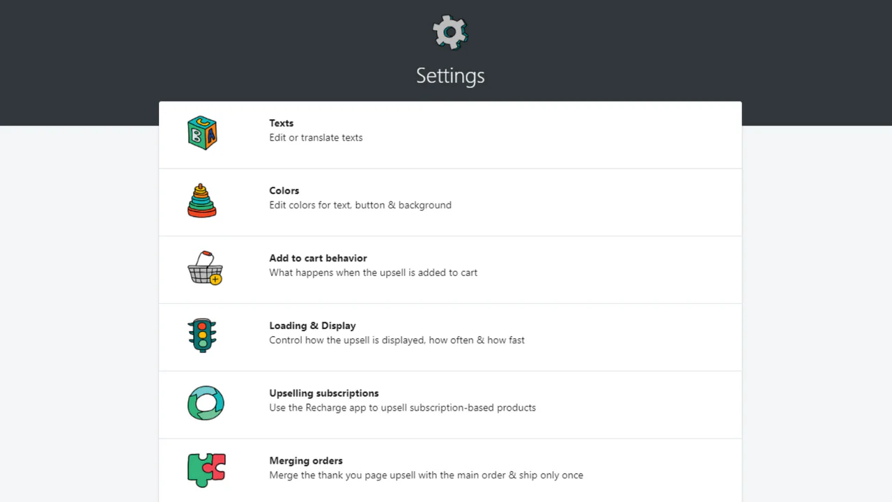 Pantalla de administración configuración global