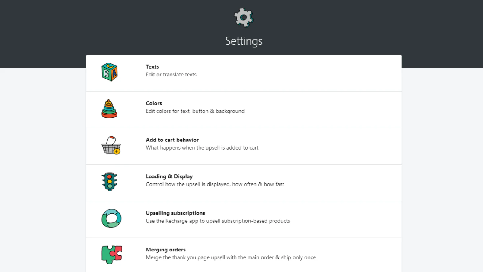 Admin screen global settings