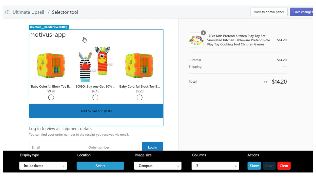 Configurar la venta adicional de la página de agradecimiento