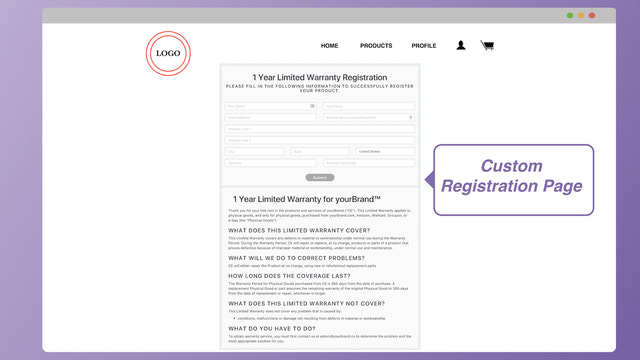 Sign up warranty registration