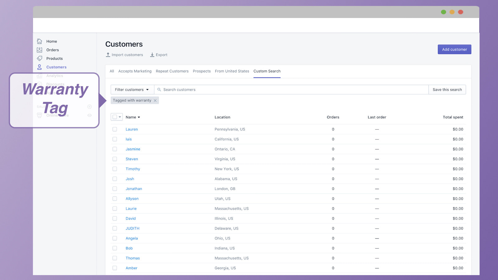 Garantietag in database