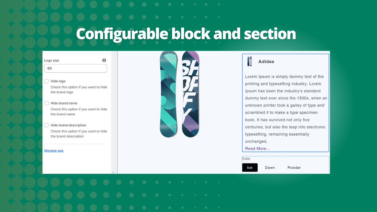 Vendor info block configuration