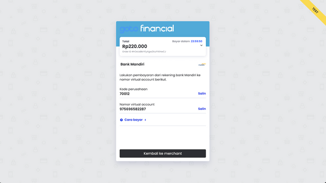 Mandiri Bill checkout page on desktop