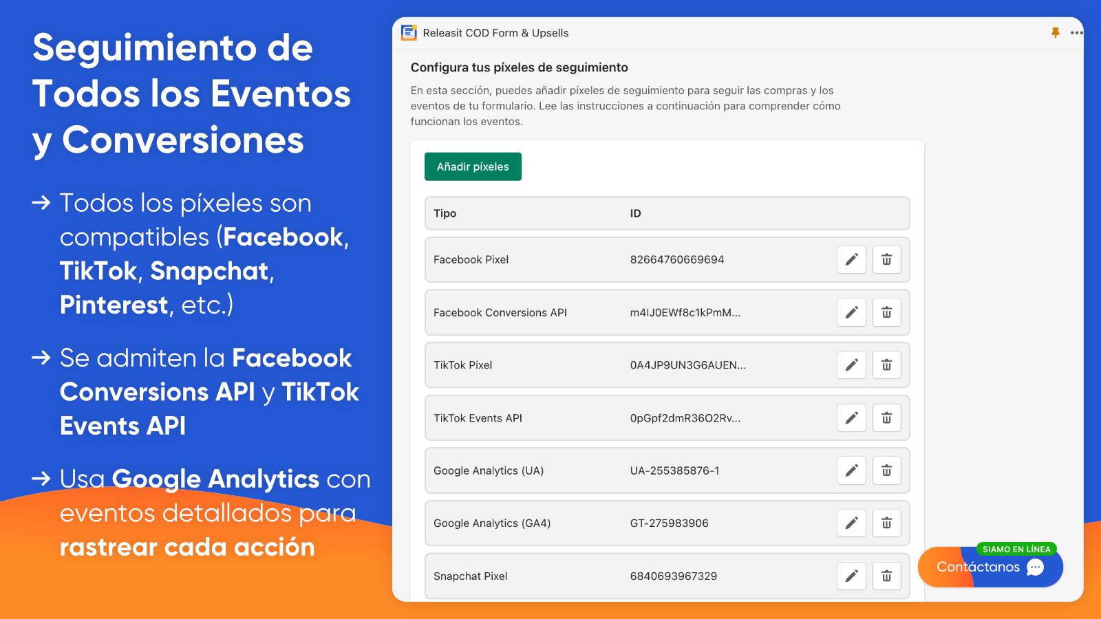 Seguimiento de eventos y conversiones desde el formulario