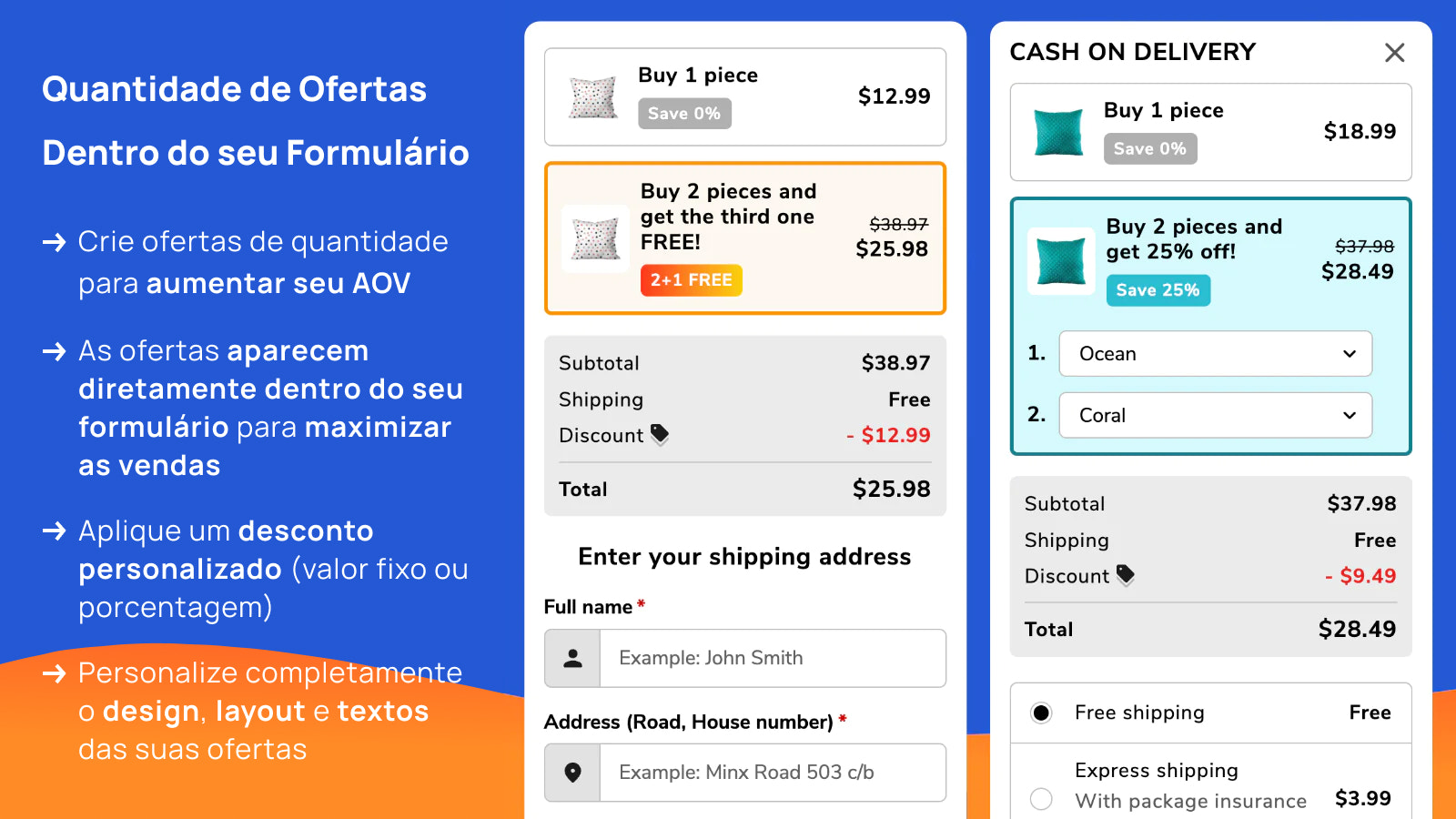 Ofertas por quantidade dentro do formulário