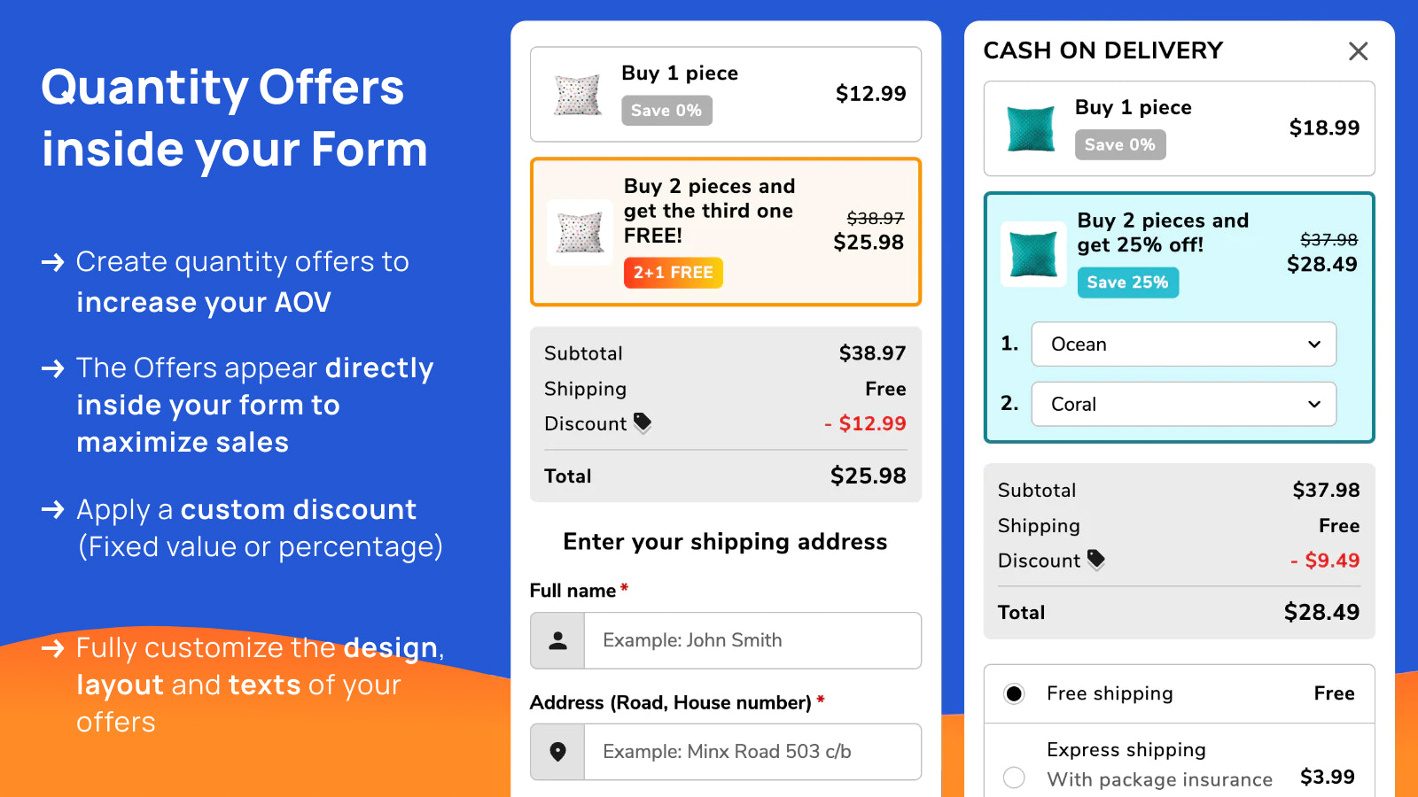 Quantity offers inside the form