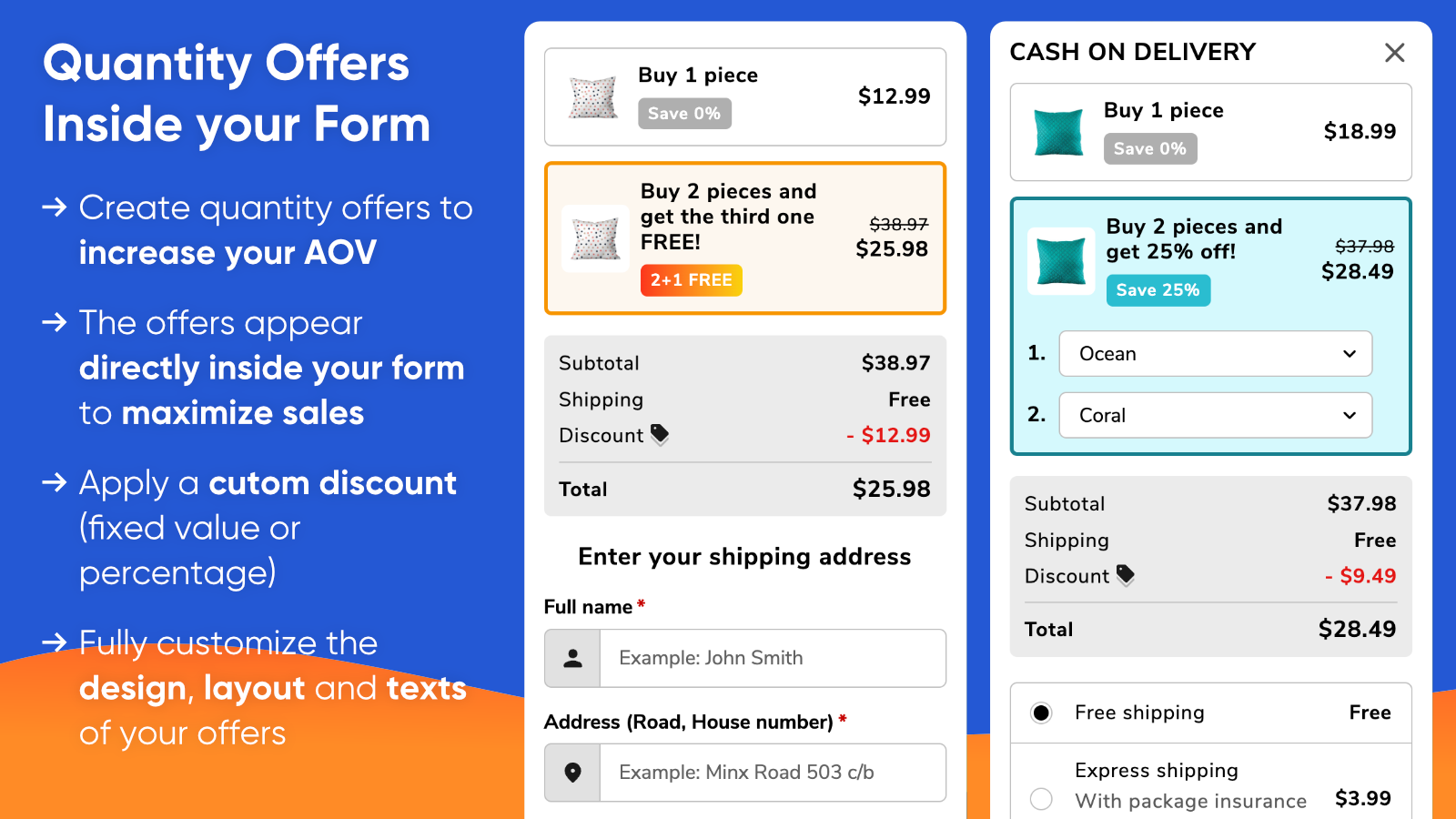 Quantity offers inside the form