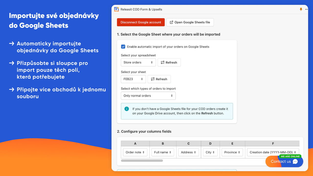 Importujte objednávky z formuláře na dobírku do Google Sheets