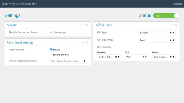 Painel de Configurações