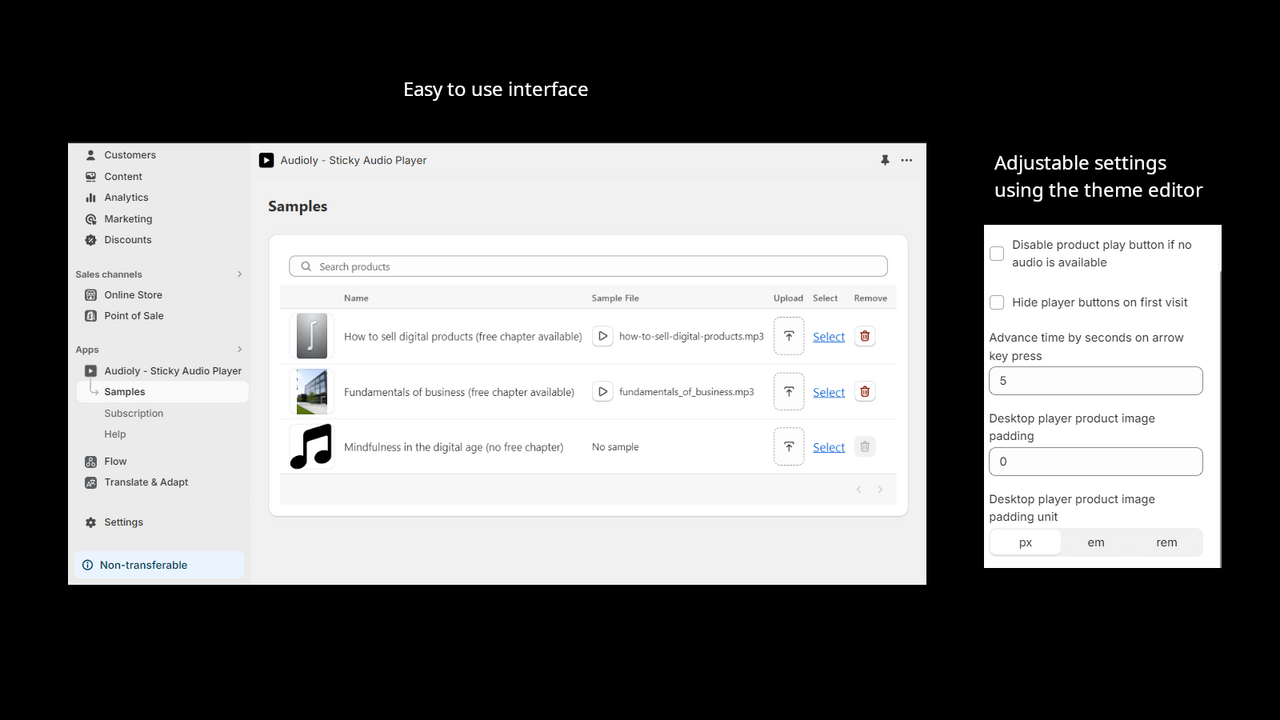 Características del reproductor de audio