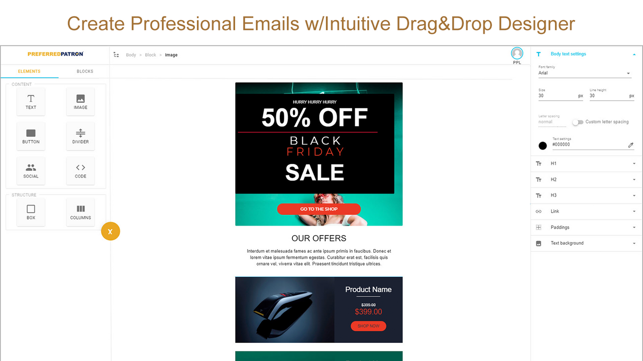 Professionel Email Drag And Drop