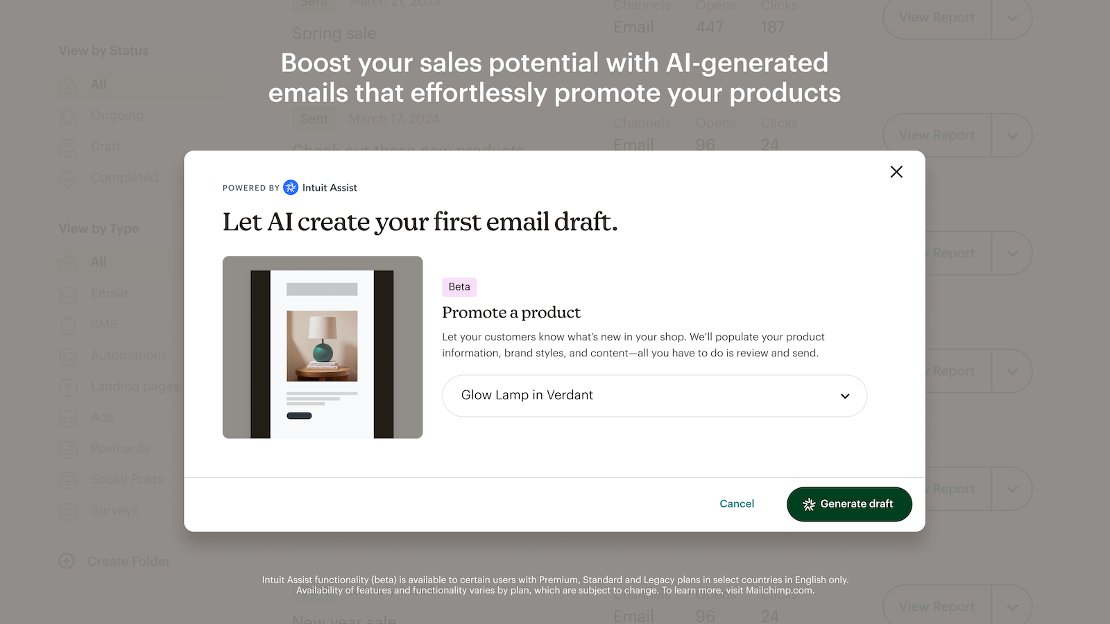 Intuit Assist populating and promoting product information