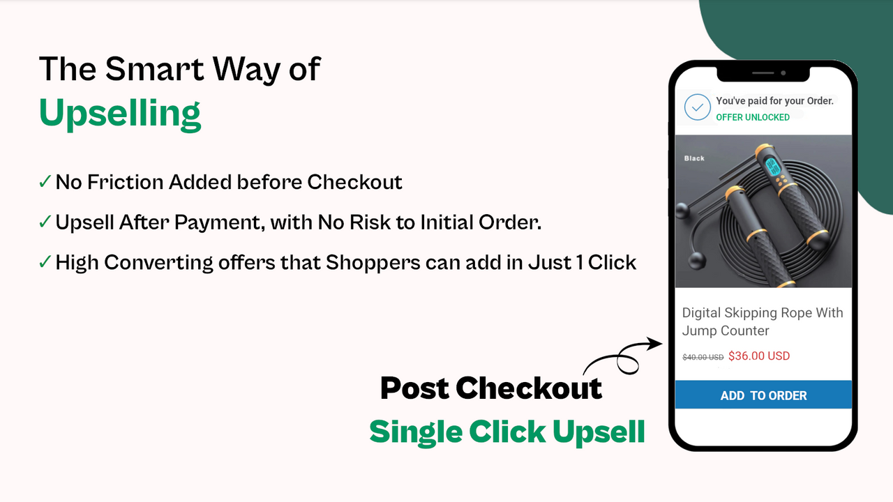 Hoog converterende Post Checkout One Click Upsell Aanbiedingen