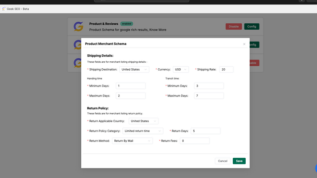 Product Merchant Schema