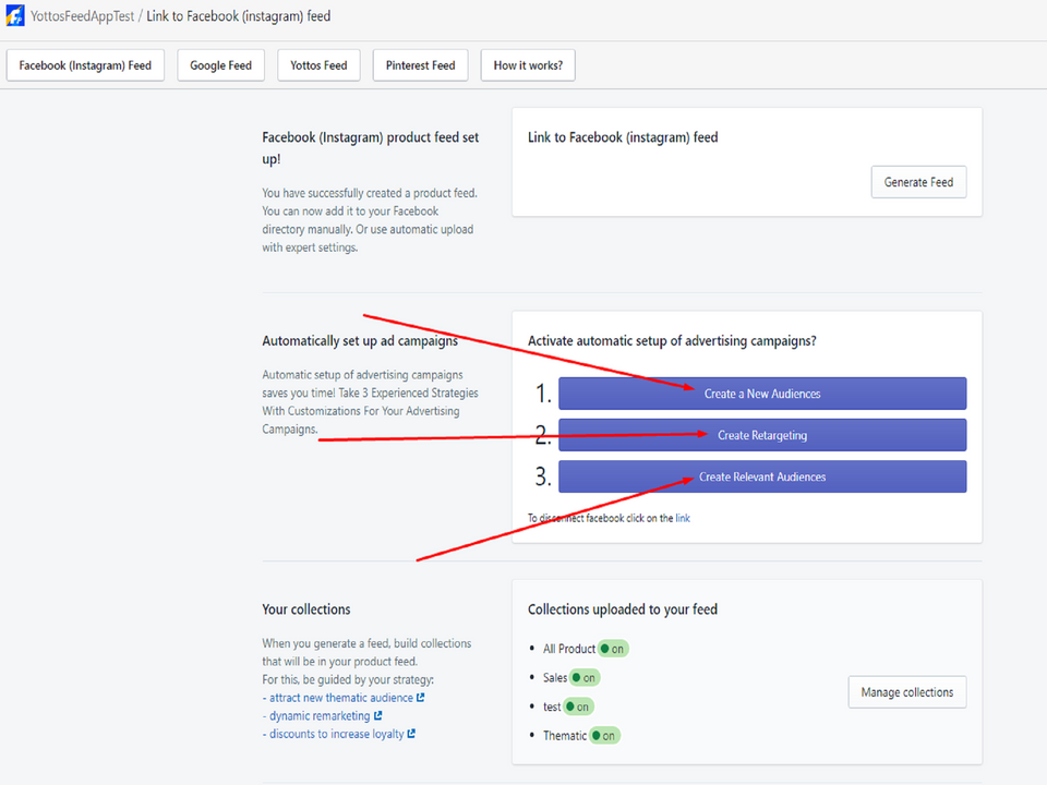 Settings for your advertising campaign for sales purposes