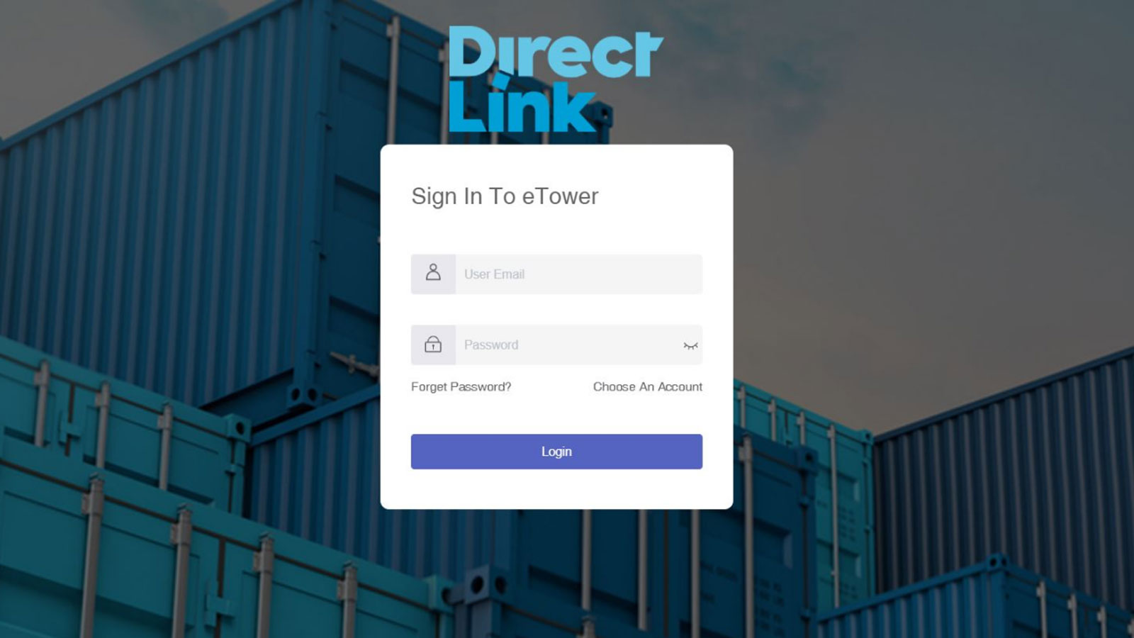 Anmeldeseite für die Direct Link App