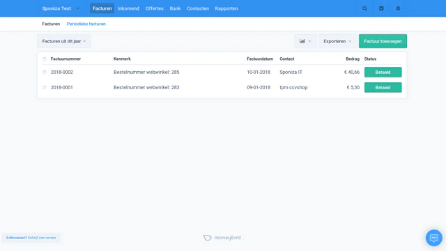 moneybird oversigt over fakturaer