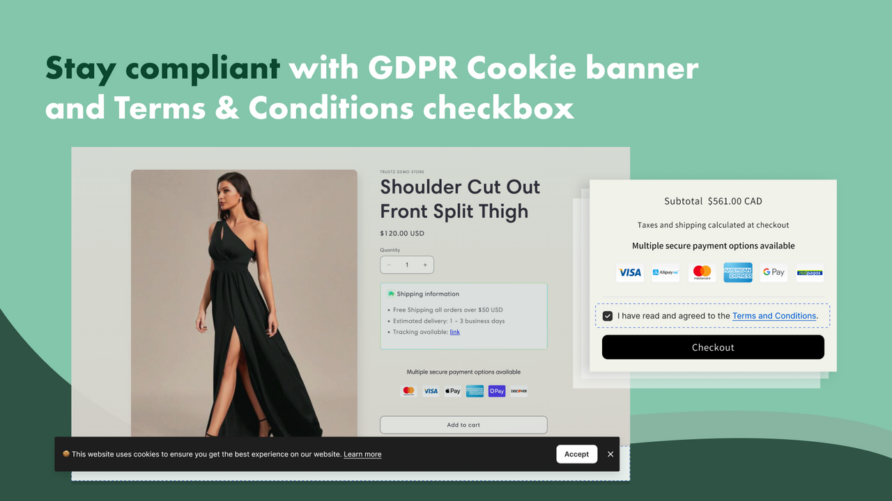 Stay compliant with GDPR Cookie banner and T&Cs checkbox