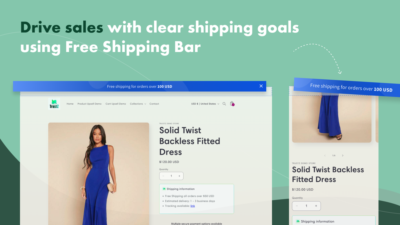 Drive sales with clear shipping goals using Free Shipping Bar