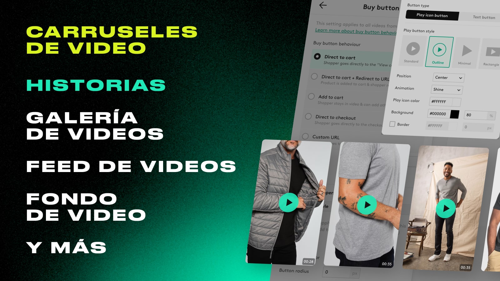 Video shoppable, creador, galería, presentación.