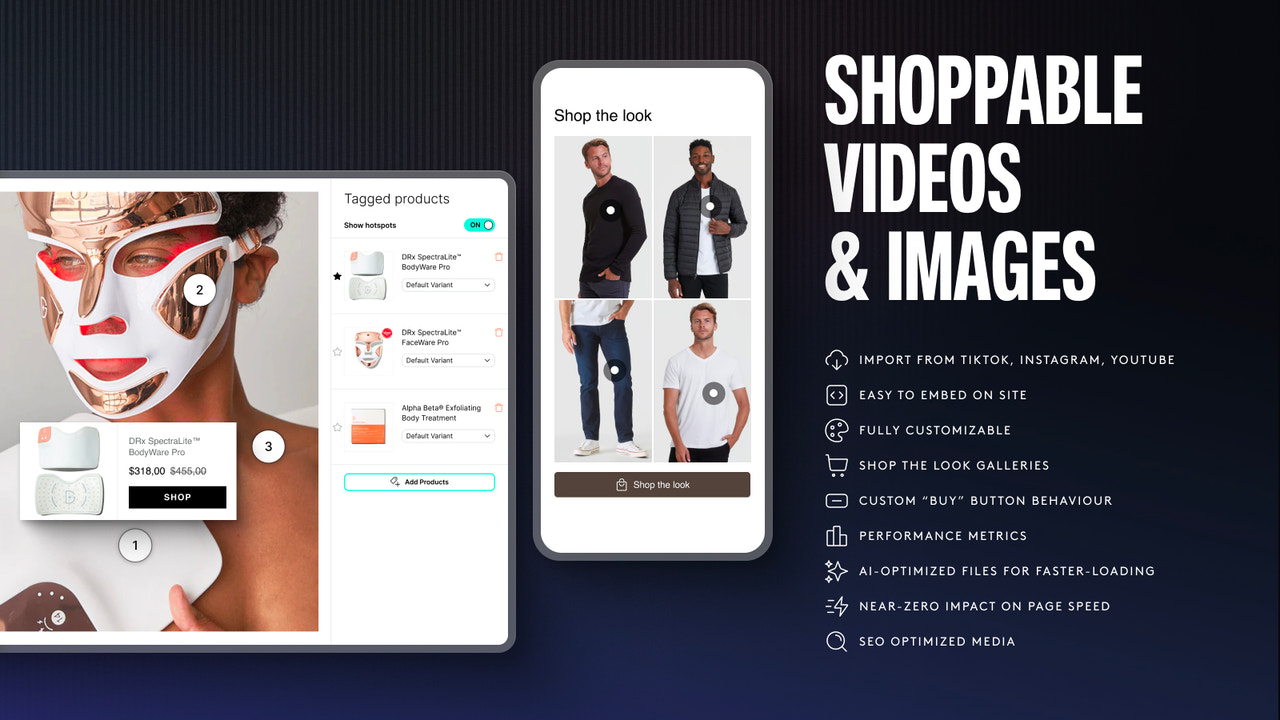 Shop app video, Shop minis, Shoppable hotspot billeder