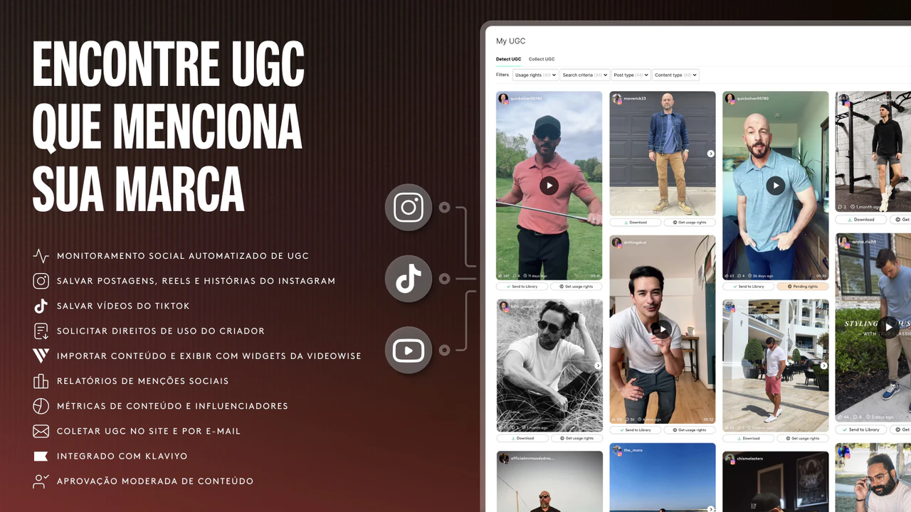 Reels do Instagram, histórias e vídeo do Instagram, slideshow 