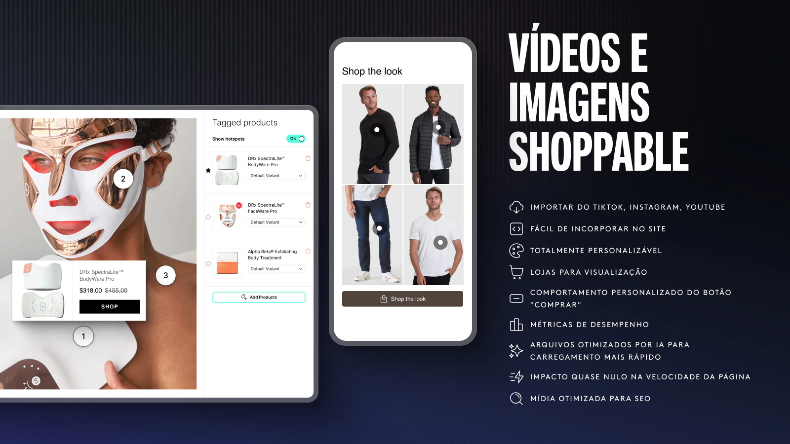 Shop app video,  Shop minis, imagens de destaque shoppable