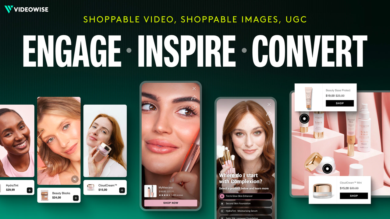 VIDEOWISE shoppable video, shoppable hotspot images, video quiz