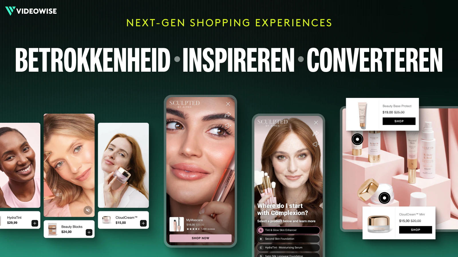 VIDEOWISE shoppable video, shoppable hotspot-afbeeldingen, quiz