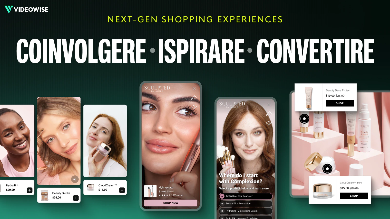 VIDEOWISE shoppable video e immagini hotspot , quiz video