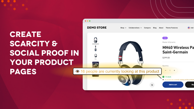 The Scarcity Live Visitors Counter in a product page of a store