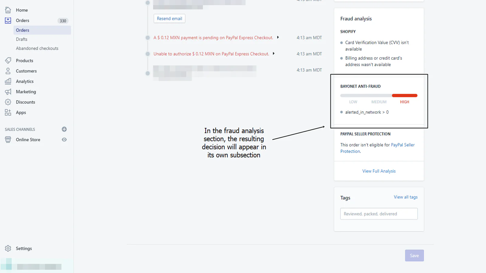 Fraude analyse subsectie voor Bayonet Anti-Fraud