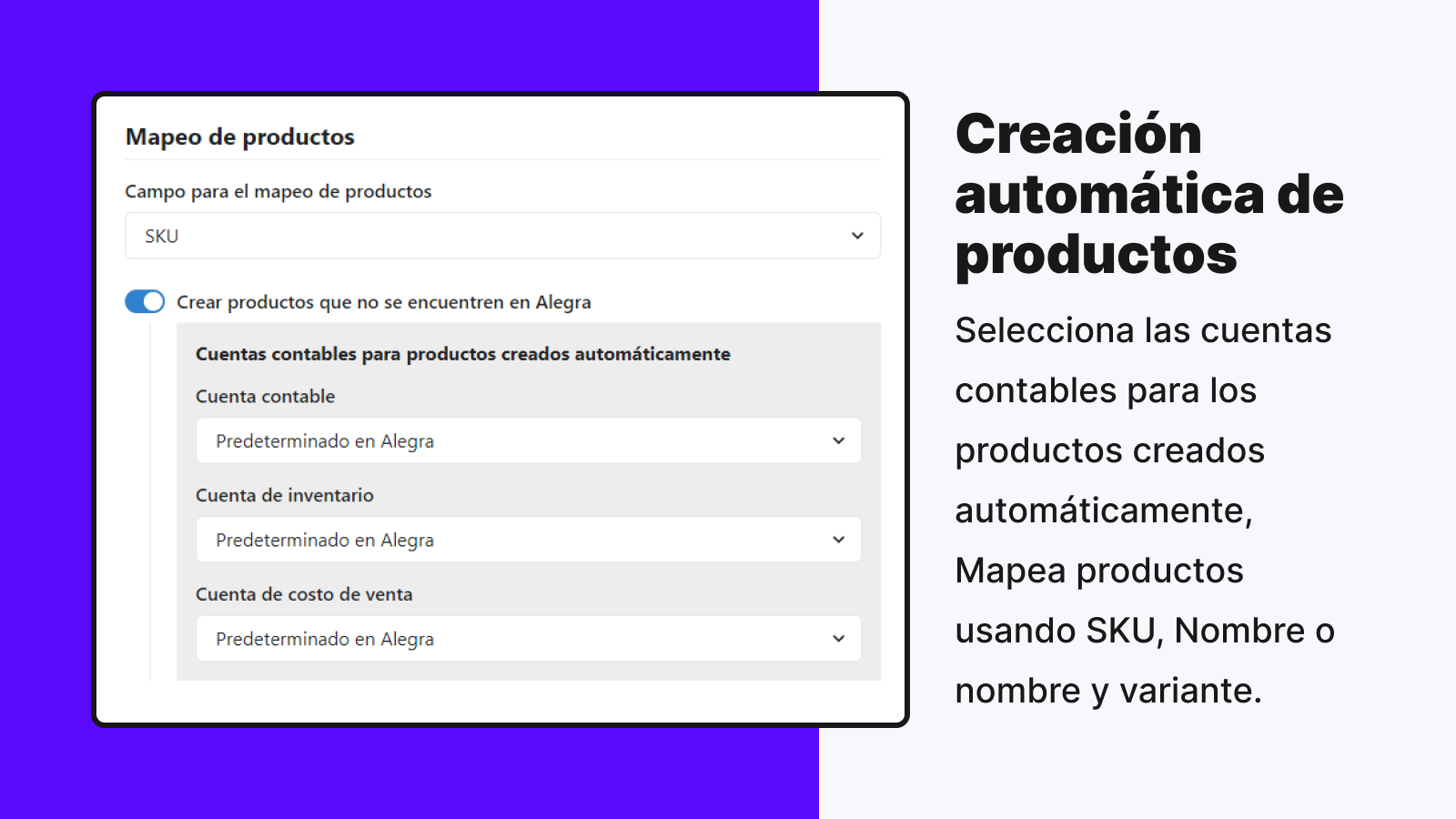 Configuración de productos integración Alegra