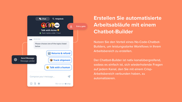 Chatbot gebaut für Shopify - Crisp