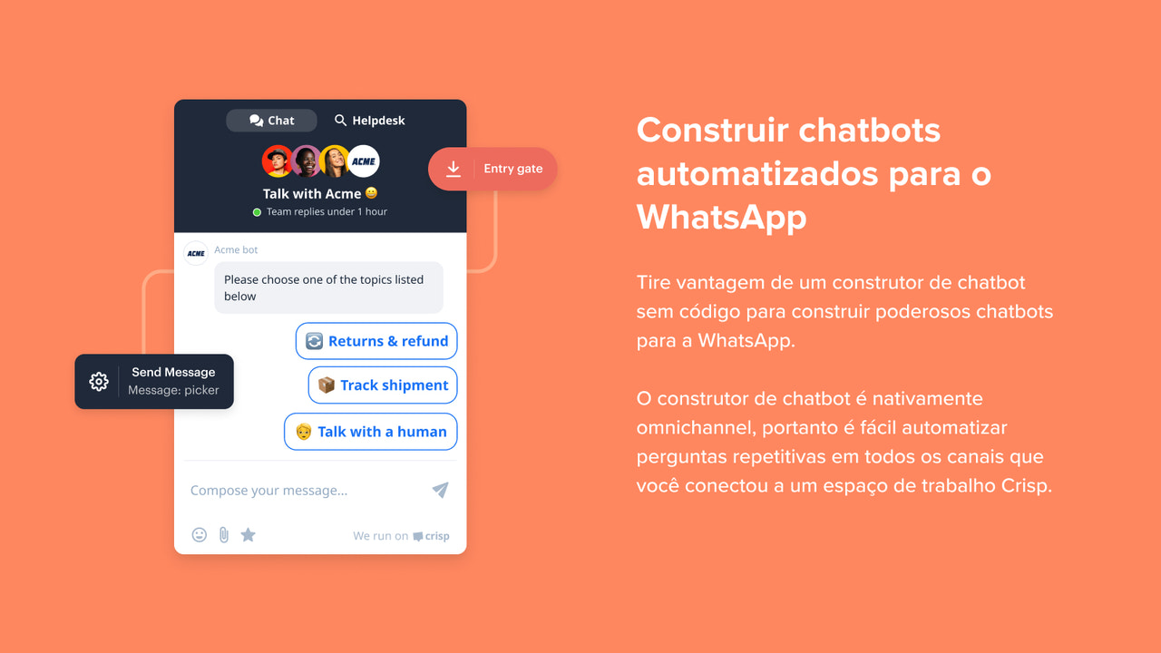 WhatsApp Chatbot para loja online - Crisp