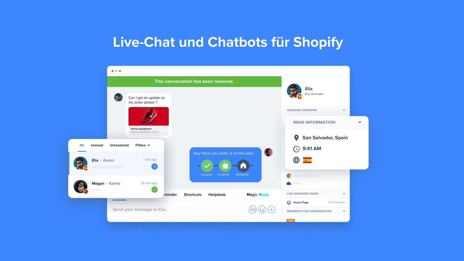 Live-Chat und Chatbots für Shopify