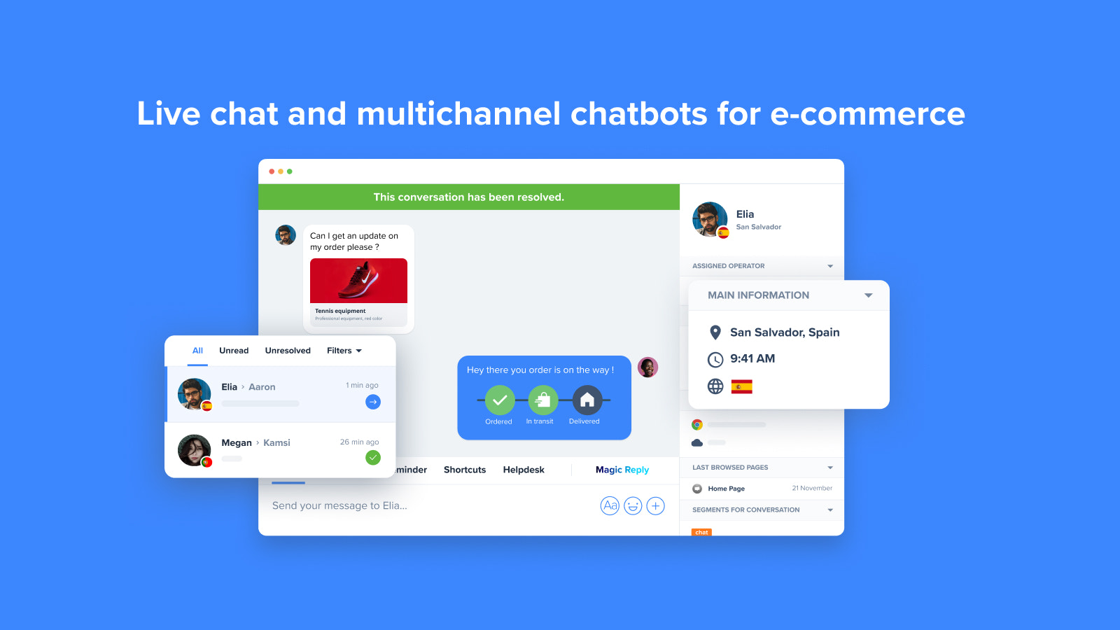 Live chat og chat bot til Shopify - Crisp