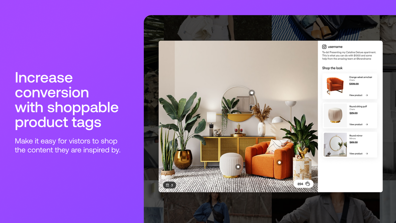 Increase conversion with shoppable product tags